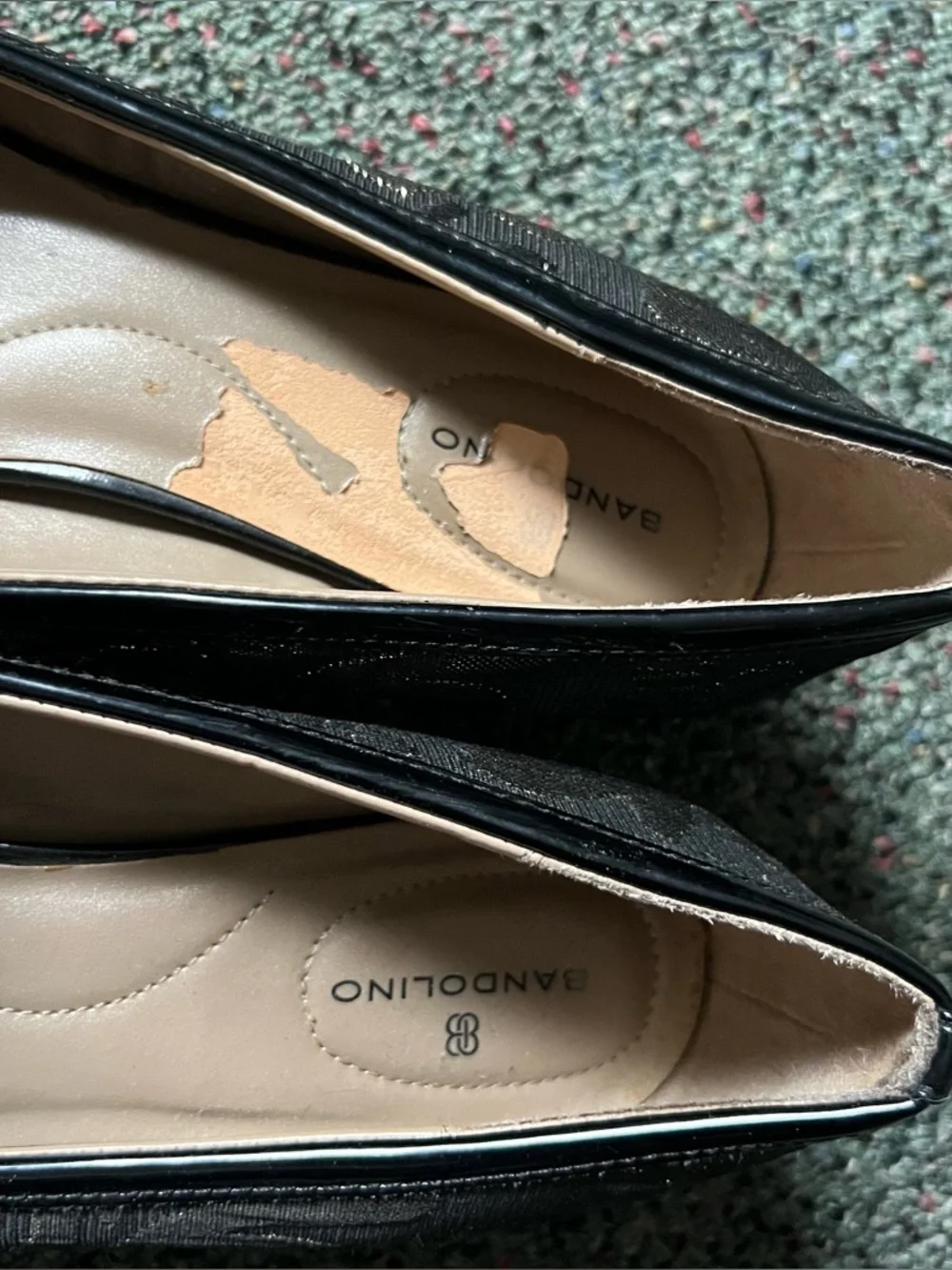 Tapestry Jacquard Fabric Square-Toe Bow Ballet Flats Low Block Heel Shoes Sz 8.5